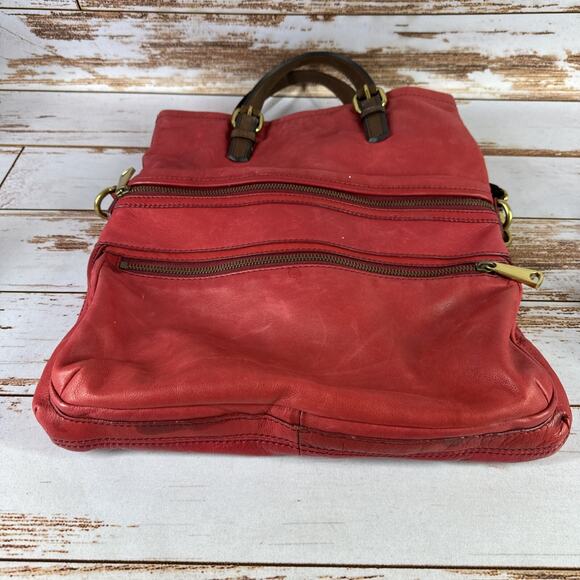 Fossil Saddle Bag XL Reddish w/ Red OT Leather Super Duty 15” x 16" - Picture 9 of 10